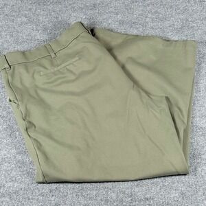 Olive Green Wide Leg Cropped Pants Trousers 28W Medium Workwear Office Flowy Lee